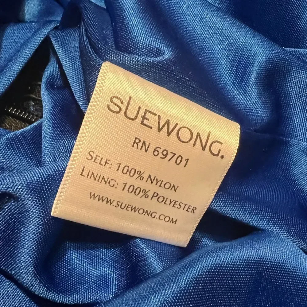 Sue Wong 3/4 SLEEVE V-NECK BEADED ROYAL BLUE & BLACK LACE COCKTAIL DRESS SIZE 4 - Picture 6 of 15